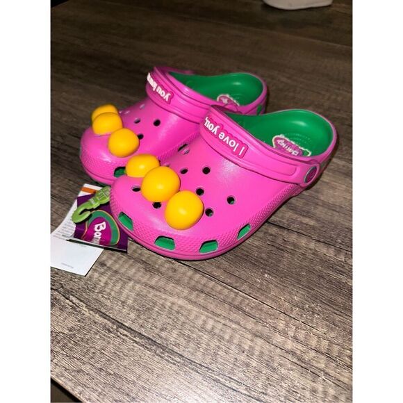 NWT Crocs Kids' Barney Classic Clog Limited Edition Big Kids Size J 2 - Picture 2 of 6